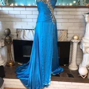 Tony Bowls  Turquoise & Silver Gown